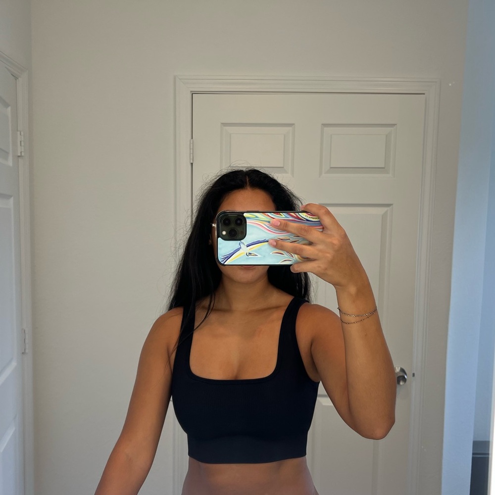 Amazon Black Ribbed Crop Top